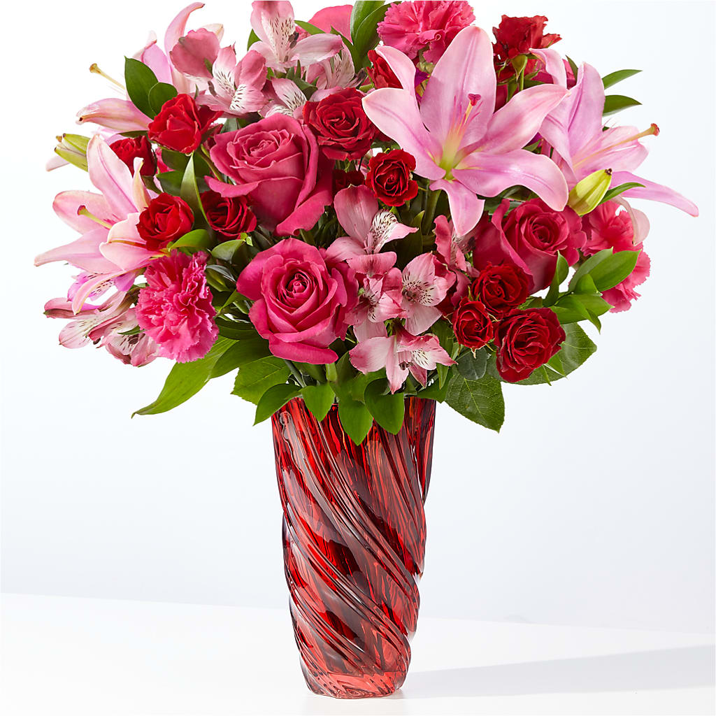 In Love Bouquet with Luxe Swirl Vase – Best Choice Floral And Landscape, Hortonville WI