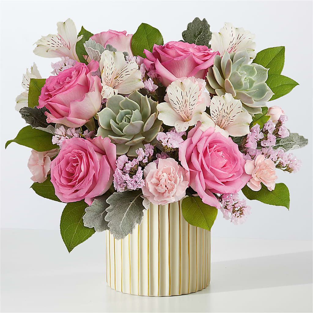Dusty Rose Bouquet with Ivory Vase – Best Choice Floral And Landscape, Hortonville WI