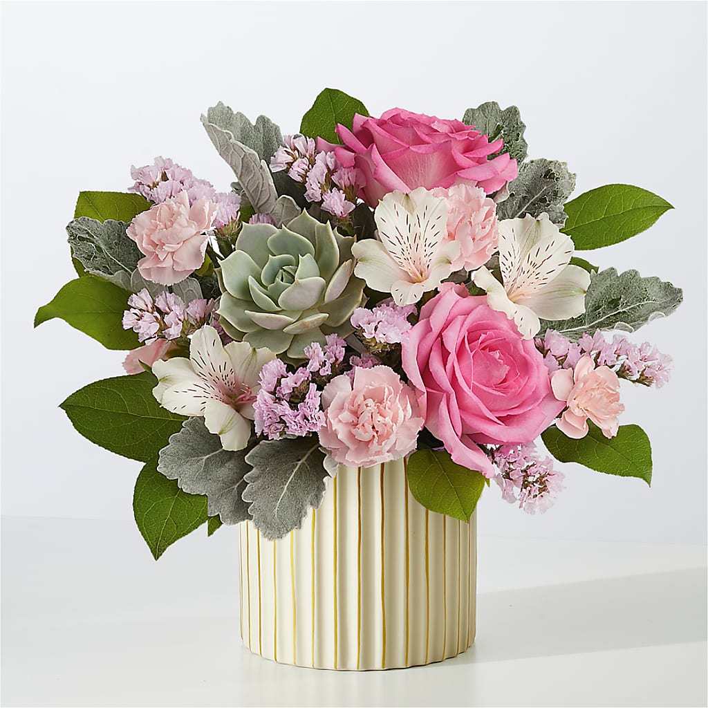 Dusty Rose Bouquet with Ivory Vase – Best Choice Floral And Landscape, Hortonville WI