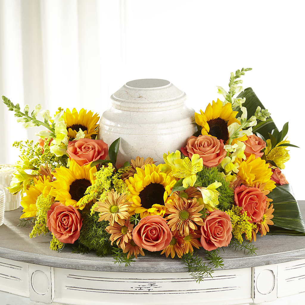 Faithful Sunflower Cremation Adornment – Best Choice Floral And Landscape, Hortonville WI