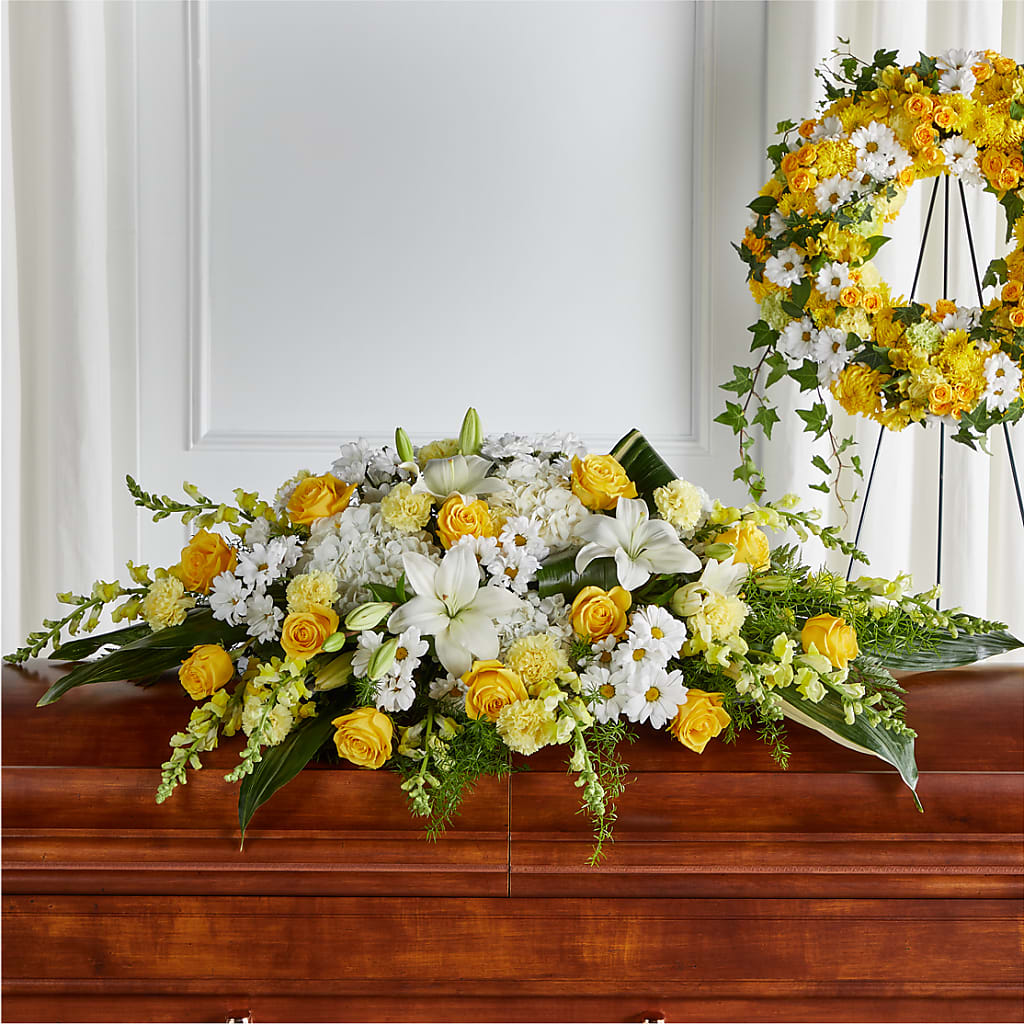 Golden Harmony Casket Spray – Best Choice Floral And Landscape, Hortonville WI