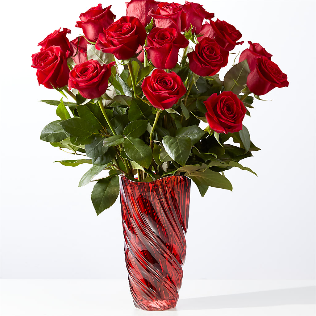 Classic Love Red Rose Bouquet with Luxe Swirl Vase – Best Choice Floral And Landscape, Hortonville WI