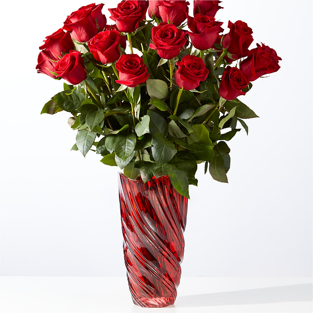 Classic Love Red Rose Bouquet with Luxe Swirl Vase – Best Choice Floral And Landscape, Hortonville WI