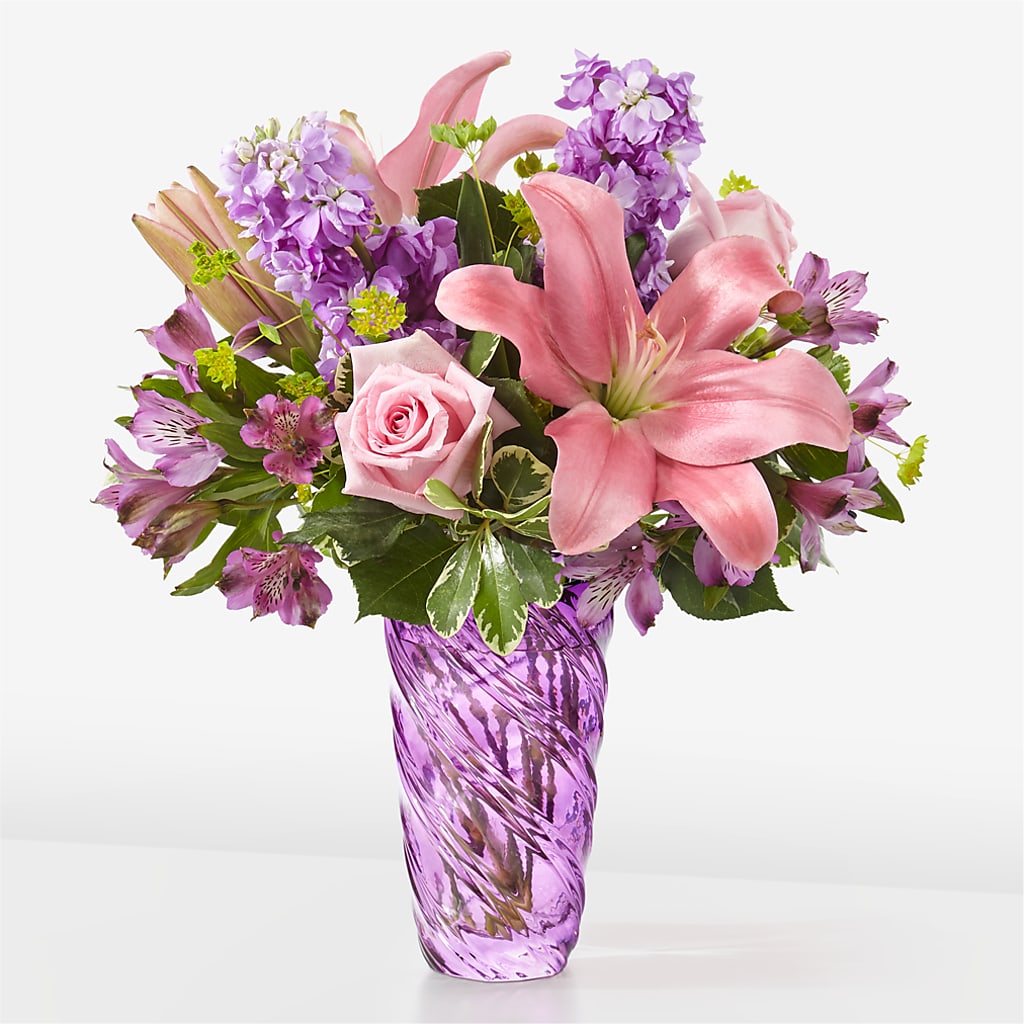 Precious Petals Bouquet with Luxe Swirl Vase – Best Choice Floral And Landscape, Hortonville WI