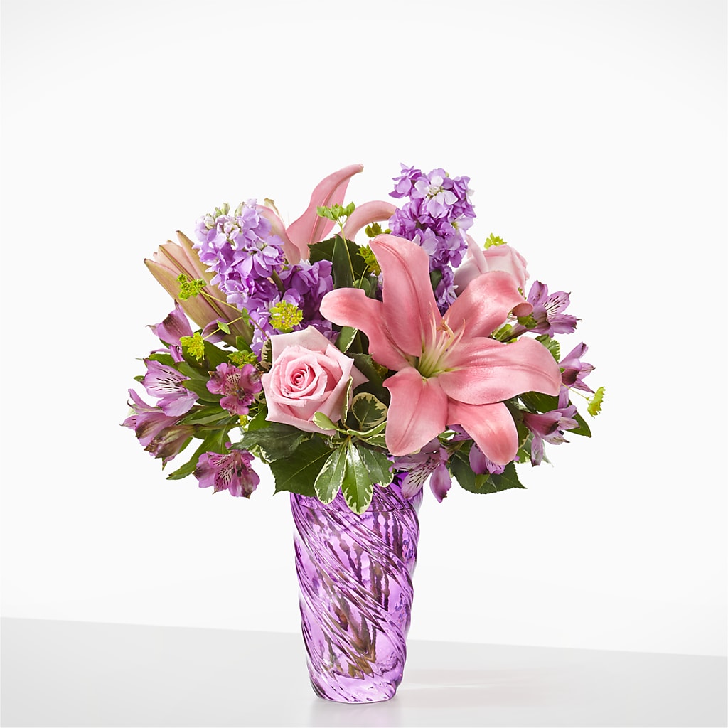 Precious Petals Bouquet with Luxe Swirl Vase – Best Choice Floral And Landscape, Hortonville WI