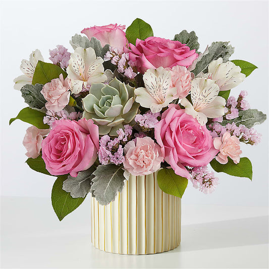 Dusty Rose Bouquet with Ivory Vase –  Best Choice Floral And Landscape, Hortonville WI