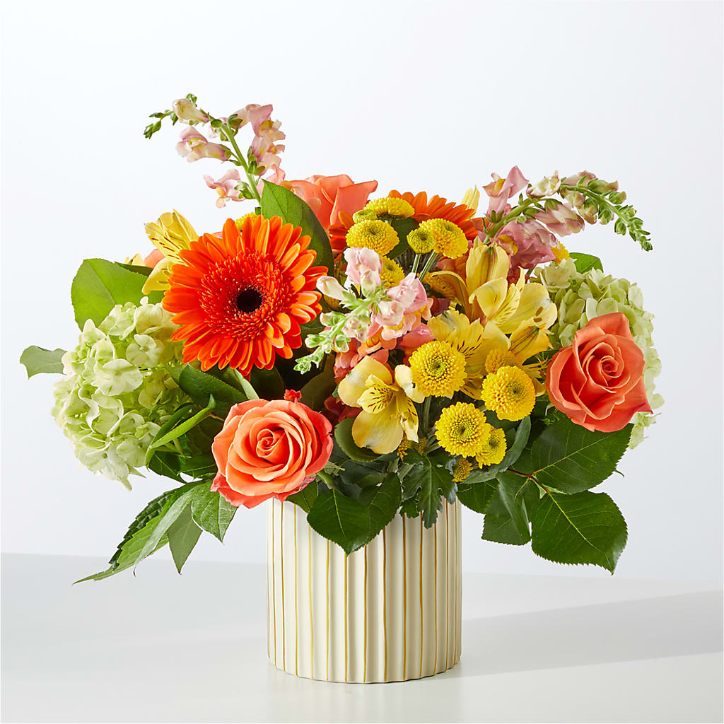 Autumn Sunshine Bouquet with Ivory Vase –  Best Choice Floral And Landscape, Hortonville WI