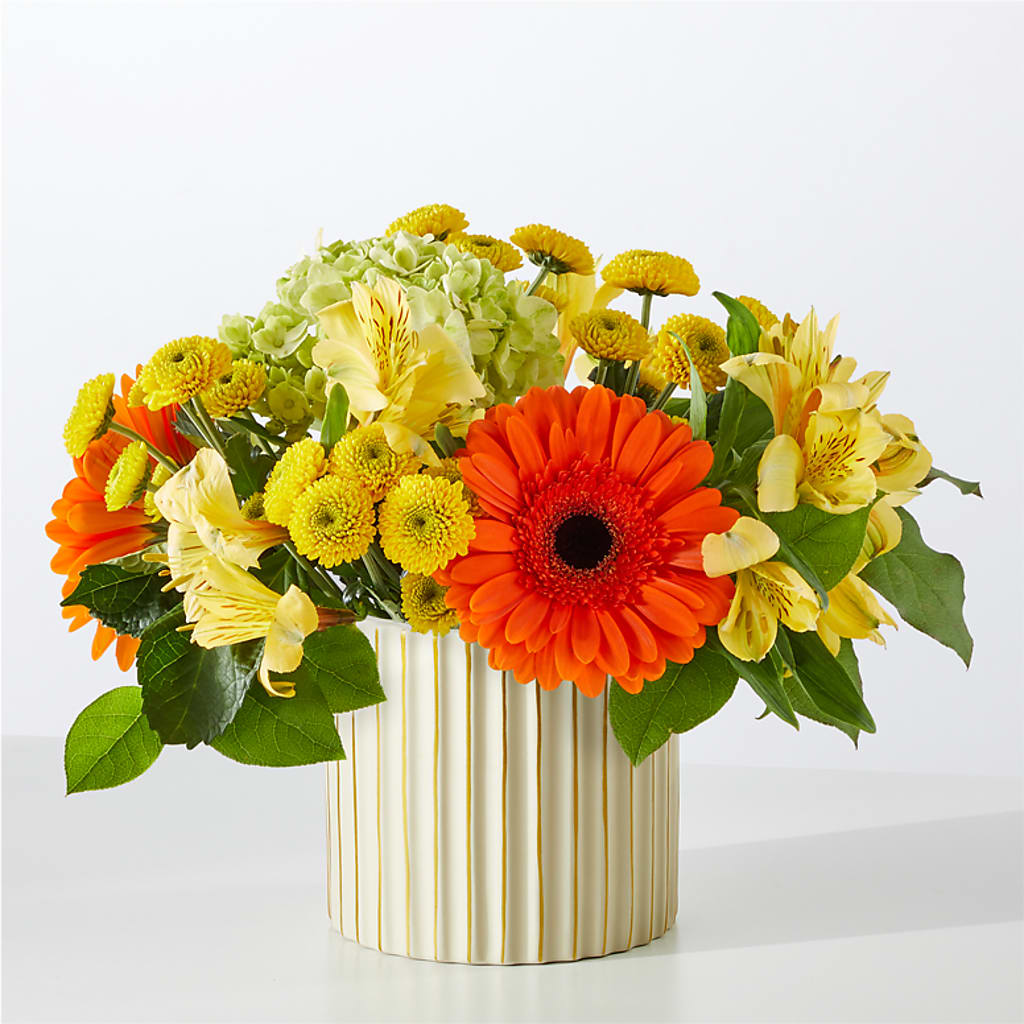 Autumn Sunshine Bouquet with Ivory Vase –  Best Choice Floral And Landscape, Hortonville WI